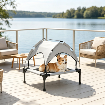 Elevated Outdoor Dog Cot with Canopy